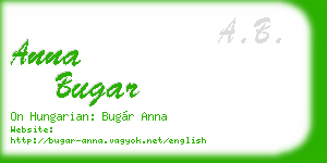 anna bugar business card